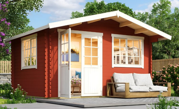 Abri de jardin en bois LASITA NORDERNEY 2 - 11.45 m² (28mm)  ROUGE SUEDOIS