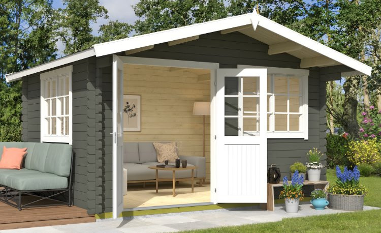 Abri de jardin en bois LASITA NORDERNEY 2 - 11.45 m² (40mm)  GRIS VERT
