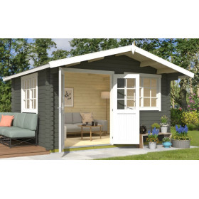 Abri de jardin en bois LASITA NORDERNEY 2 - 11.45 m² (40mm)  GRIS VERT