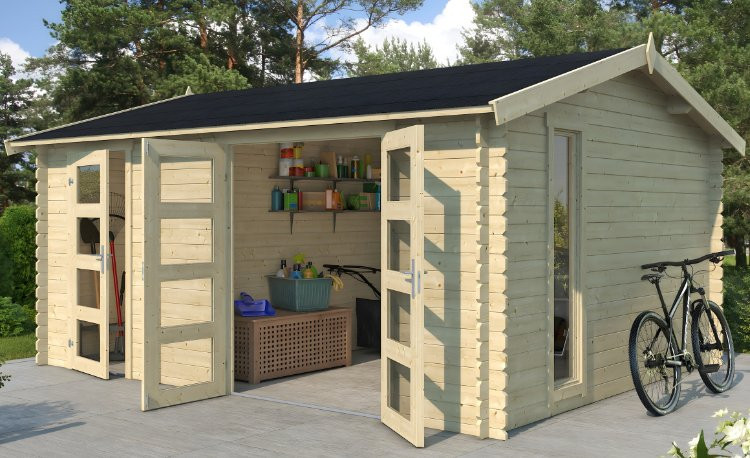 Abri de jardin en bois LASITA CARROZ 2 - 15.96 m² (28mm)  finition NATURELLE