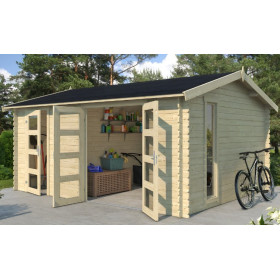 Abri de jardin en bois LASITA CARROZ 2 - 15.96 m² (28mm)  finition NATURELLE