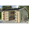 Abri de jardin en bois LASITA CARROZ 2 - 15.96 m² (28mm)  finition NATURELLE