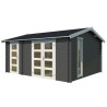 Abri de jardin en bois LASITA CARROZ 2 - 15.96 m² (28mm)  GRIS ANTHRACITE