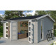 Abri de jardin en bois LASITA CARROZ 2 - 15.96 m² (28mm)  GRIS CLAIR