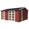 Abri de jardin en bois LASITA CARROZ 2 - 15.96 m² (28mm)  ROUGE SUEDOIS