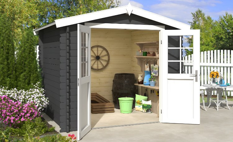Abri de jardin en bois LASITA INGO 230 - 5,04m² (28mm)  GRIS ANTHRACITE