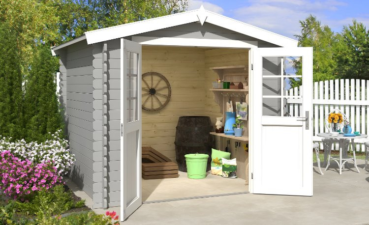 Abri de jardin en bois LASITA INGO 230 - 5,04m² (28mm)  GRIS CLAIR