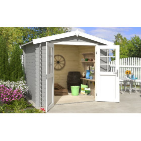 Abri de jardin en bois LASITA INGO 230 - 5,04m² (28mm)  GRIS CLAIR