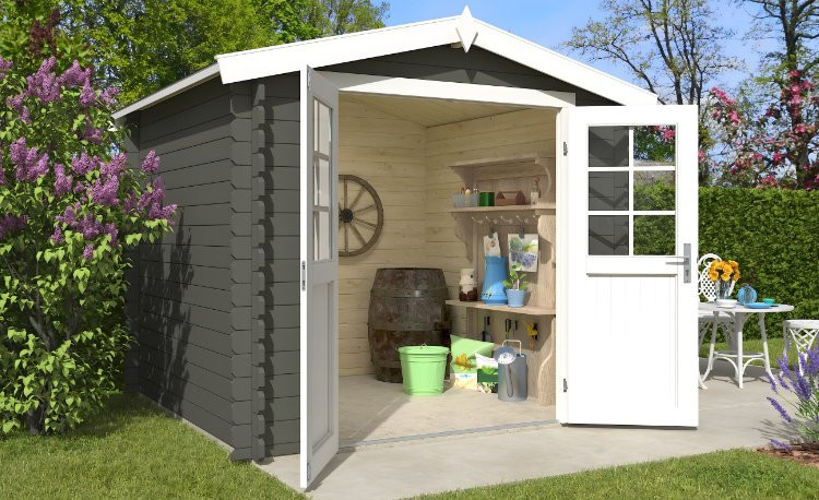 Abri de jardin en bois LASITA INGO 230 - 5,04m² (28mm)  GRIS VERT