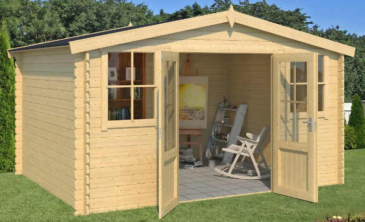 Abri de jardin en bois LASITA DALLAS - 10.61m² (28mm)  Finition NATURELLE