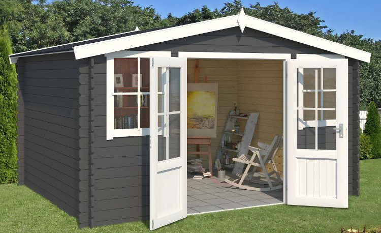 Abri de jardin en bois LASITA DALLAS - 10.61m² (28mm)  GRIS ANTHRACITE