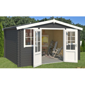 Abri de jardin en bois LASITA DALLAS - 10.61m² (28mm)  GRIS ANTHRACITE