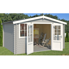 Abri de jardin en bois LASITA DALLAS - 10.61m² (28mm)  GRIS CLAIR