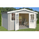 Abri de jardin en bois LASITA DALLAS - 10.61m² (28mm)  GRIS CLAIR