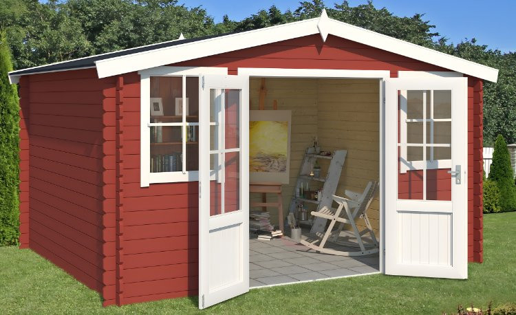 Abri de jardin en bois LASITA DALLAS - 10.61m² (28mm)  ROUGE SUEDOIS