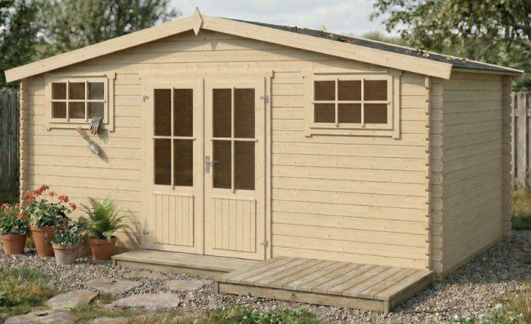 Abri de jardin en bois LASITA WASHINGTON - 17.57m² (28mm)  finition NATURELLE