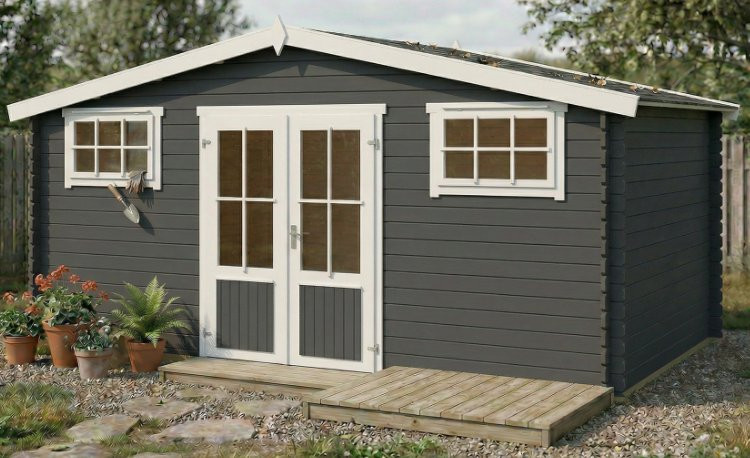 Abri de jardin en bois LASITA WASHINGTON - 17.57m² (28mm)  GRIS ANTHRACITE