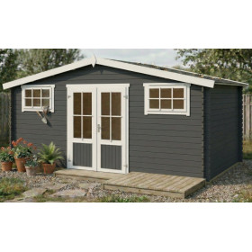 Abri de jardin en bois LASITA WASHINGTON - 17.57m² (28mm)  GRIS ANTHRACITE