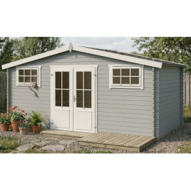 Abri de jardin en bois LASITA WASHINGTON - 17.57m² (28mm)  GRIS CLAIR