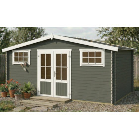 Abri de jardin en bois LASITA WASHINGTON - 17.57m² (28mm)  GRIS VERT