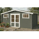 Abri de jardin en bois LASITA WASHINGTON - 17.57m² (28mm)  GRIS VERT