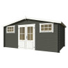Abri de jardin en bois LASITA WASHINGTON - 17.57m² (28mm)  GRIS VERT