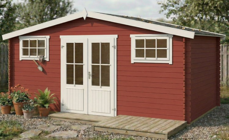 Abri de jardin en bois LASITA WASHINGTON - 17.57m² (28mm)  ROUGE SUEDOIS