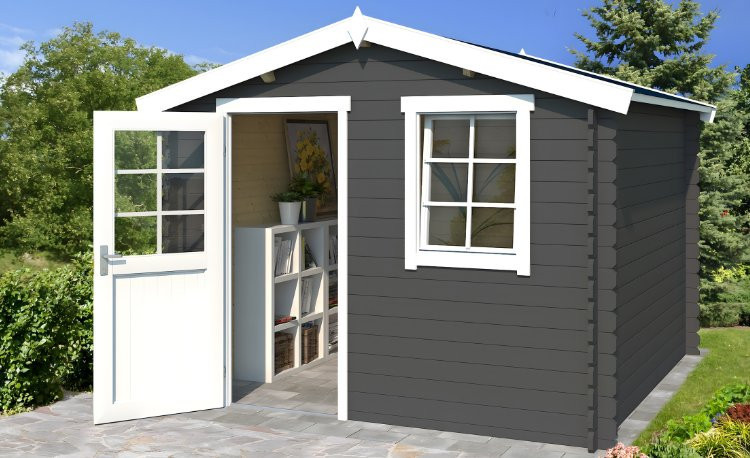 Abri de jardin en bois LASITA NINA 175 - 4.56m² (28mm)  GRIS ANTHRACITE