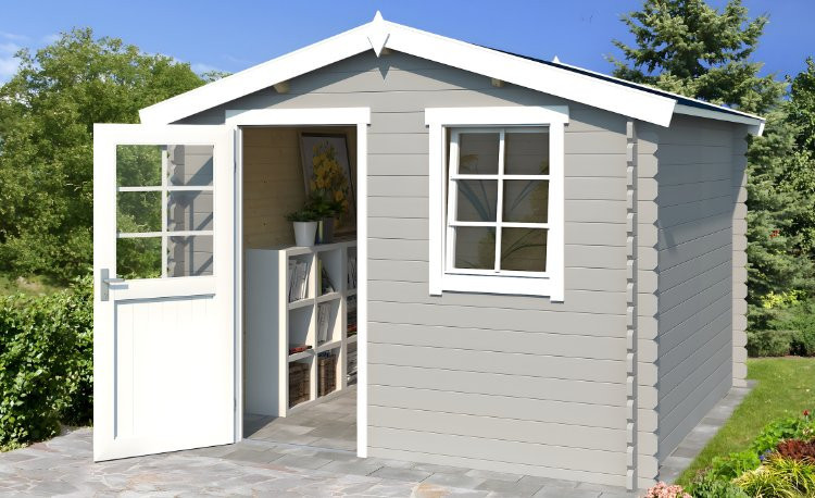 Abri de jardin en bois LASITA NINA 175 - 4.56m² (28mm)  GRIS CLAIR