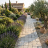 Pavé en béton vieilli multiformat nuancé ton pierre épaisseur 6cm - 1m²