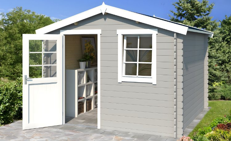 Abri de jardin en bois LASITA NINA 230 - 6.05m² (28mm)  GRIS CLAIR