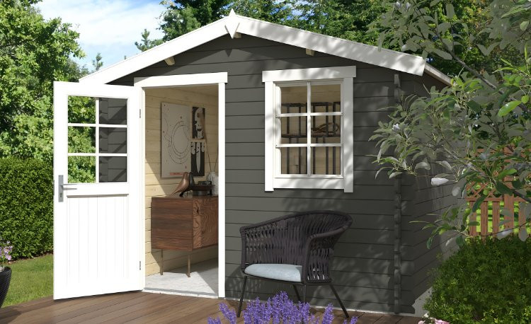 Abri de jardin en bois LASITA NINA 230 - 6.05m² (28mm)  GRIS VERT