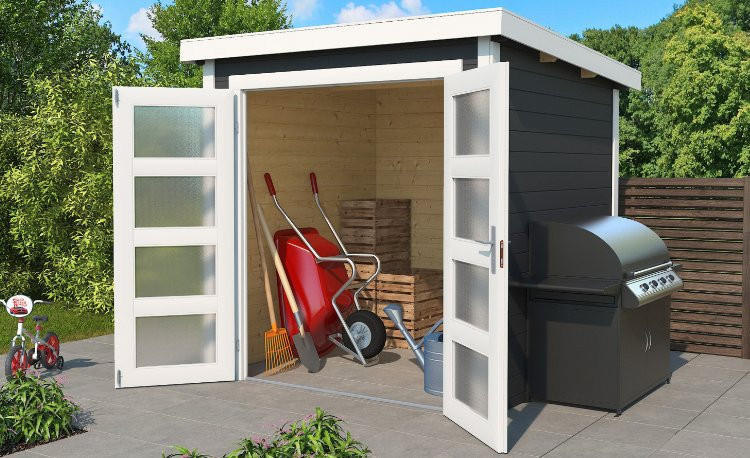 Abri de jardin en bois LASITA  ZAMBEZI 1 - 3.78m²  (28mm) - GRIS ANTHRACITE