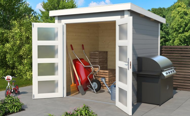 Abri de jardin en bois LASITA  ZAMBEZI 1 - 3.78m²  (28mm) - GRIS CLAIR