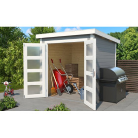 Abri de jardin en bois LASITA  ZAMBEZI 1 - 3.78m²  (28mm) - GRIS CLAIR