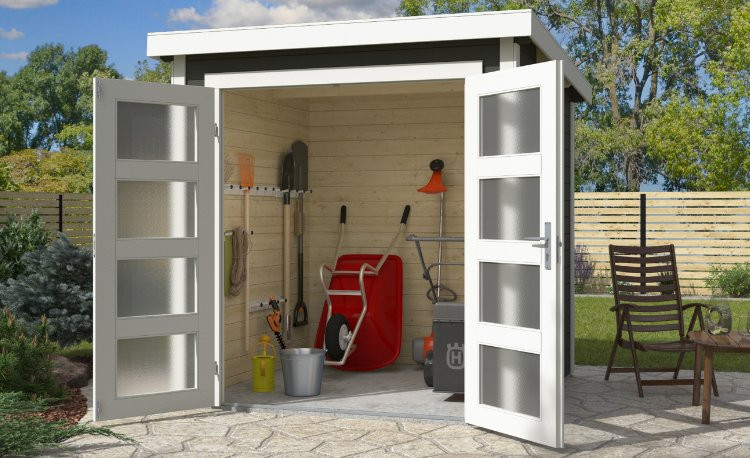 Abri de jardin en bois LASITA  ZAMBEZI 1 - 3.78m²  (28mm) - GRIS VERT