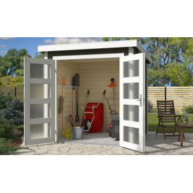 Abri de jardin en bois LASITA  ZAMBEZI 1 - 3.78m²  (28mm) - GRIS VERT