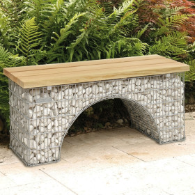 Banc de Jardin en Gabion Arche 125 x 45 cm  hauteur 54m - Avec Galets