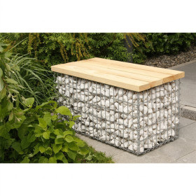 Banc de Jardin en Gabion 105 x 56 cm hauteur 54 cm - Avec Galets