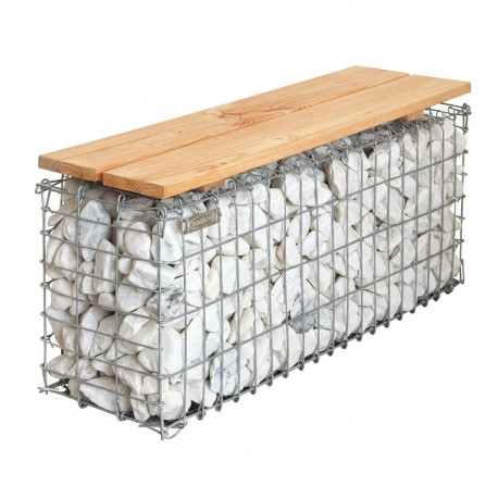 Banc de Jardin en Gabion 100 x 30 cm hauteur 46cm - Avec Galets