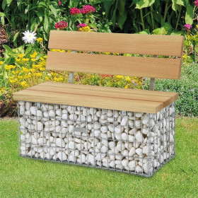 Banc de Jardin en Gabion Calma 105 x 40 cm hauteur 83cm - Avec Galets