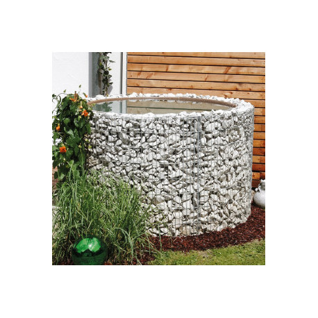 Récupérateur d'eau en acier gabion - 750L - 130 x 130 x 80 cm - avec galets