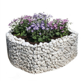 Jardinière en acier carrée gabion 113 x 113 x 40 cm avec galets