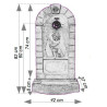 Fontaine de jardin murale Angelot en pierre reconstituée vieillie – 42 x 37 x 82 cm – ton pierre