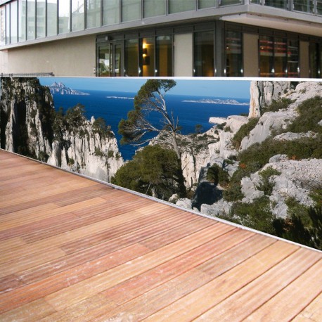 Brise vue de jardin en polyester décor Calanques 300 x 80 cm