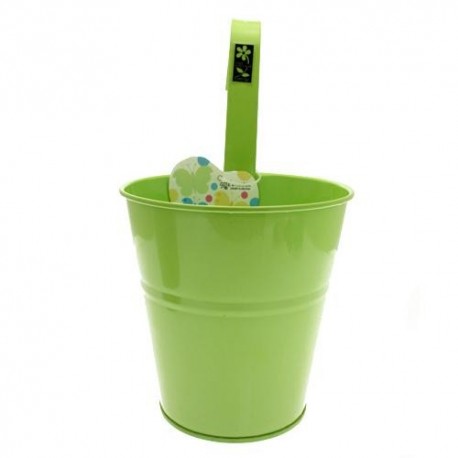 Cache-Pot en métal conique vert anis 13 x 13 x 12 cm