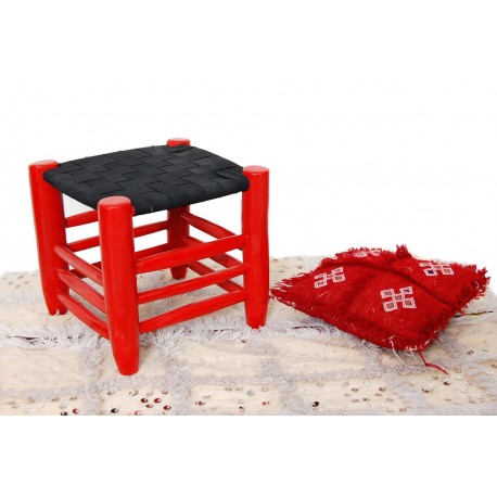 Tabouret bois rouge