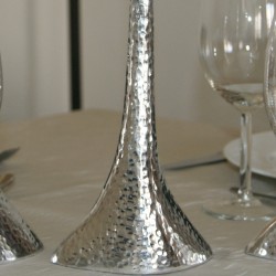 Bougeoir chandelier creux en aluminium martelé