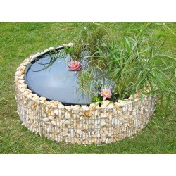 Bassin de jardin en acier rond gabion 146 x 146 x 40 cm avec galets