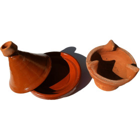 Petit plat tajine de cuisson en terre cuite et son brasero